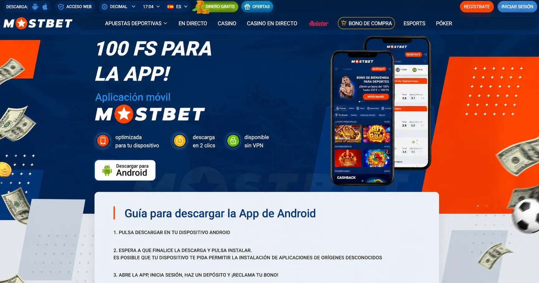 Pasos para instalar el APK de Mostbet app en Android