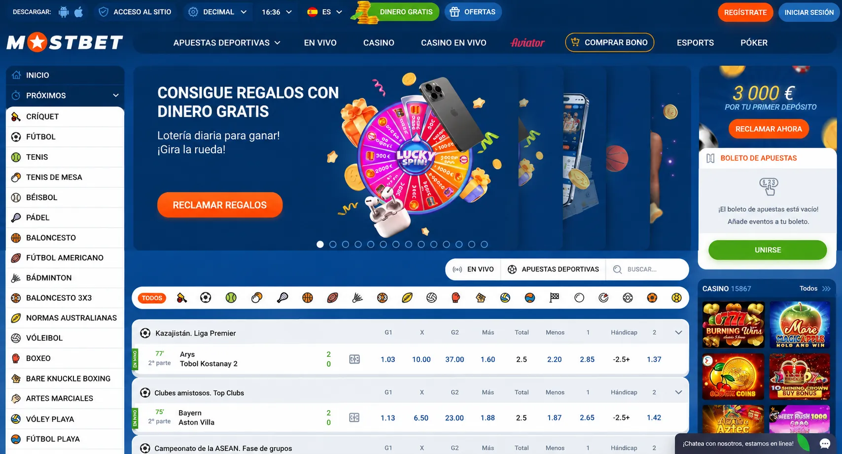 Reglas y límites del registro en Mostbet login